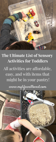 Sharing my favorite sensory activities for toddlers by Heather Brown at My Life Well Loved // #playtime #toddleractivities #sensoryactivities