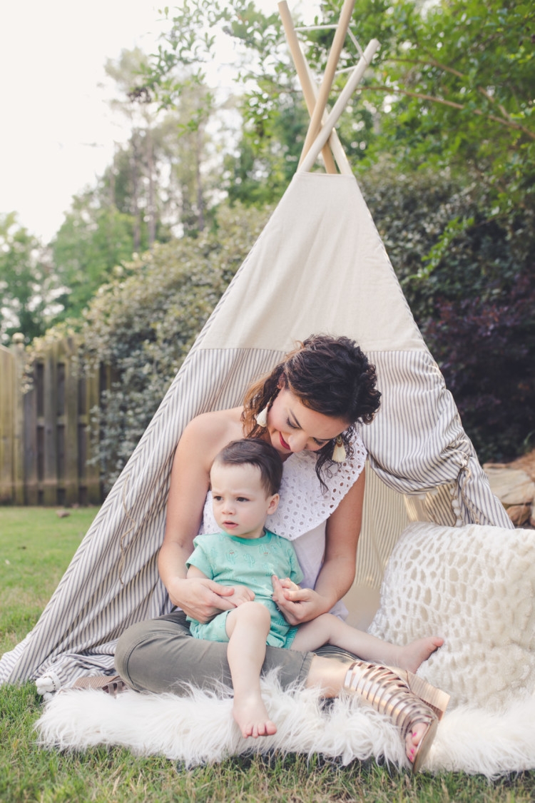 E & E Teepee // Toddler Gift Ideas // Olive green moto legging pants // Littles Style: Mom and Baby Fashion // Style tips from Heather Brown of MyLifeWellLoved.com