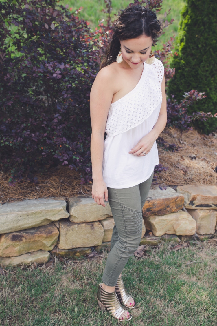 Olive green moto legging pants // Littles Style: Mom and Baby Fashion // Style tips from Heather Brown of MyLifeWellLoved.com