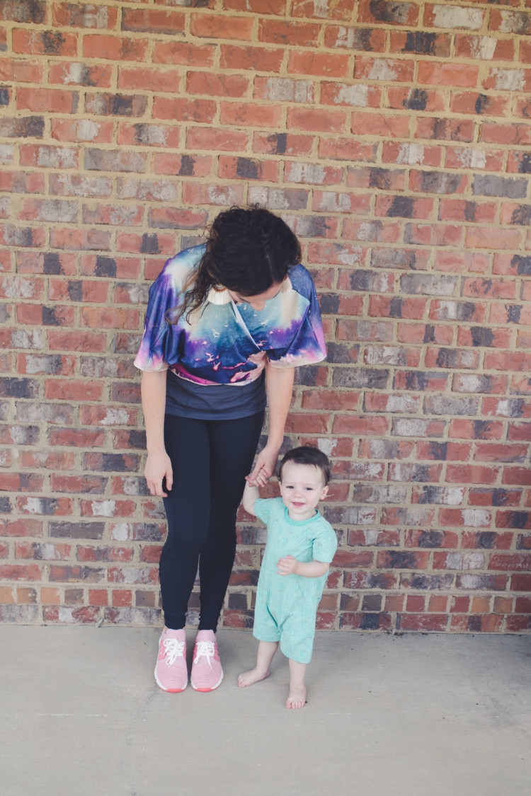 Littles Style with mom and baby boy: kimono athleisure wear styled several ways // fitness // pure barre style with Heather Brown of MyLifeWellLoved.com