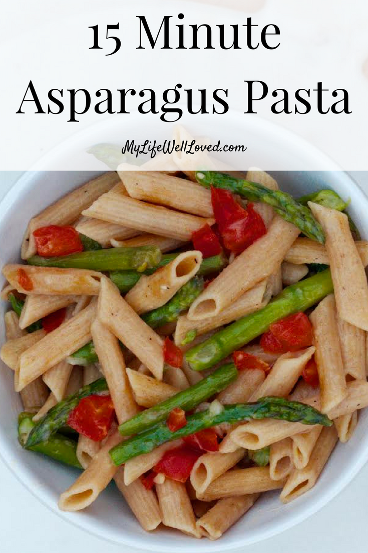 Clean Eating 15 Minute Asparagus Pasta from Heather Brown of MyLifeWellLoved.com // Healthy Dinner Recipe // Vegetarian Pasta Recipe