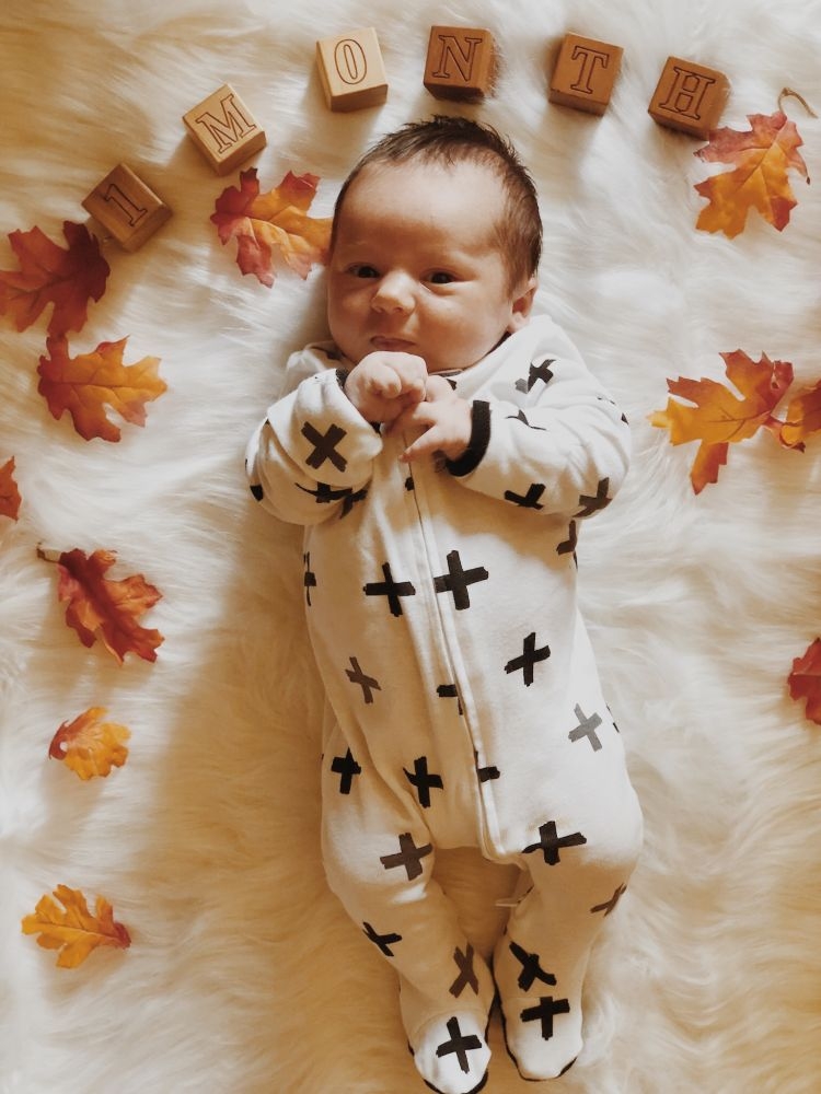Sharing Finn's First Baby Milestones by Month by Heather at MyLifeWellLoved.com // #onemonthold #babymilestones