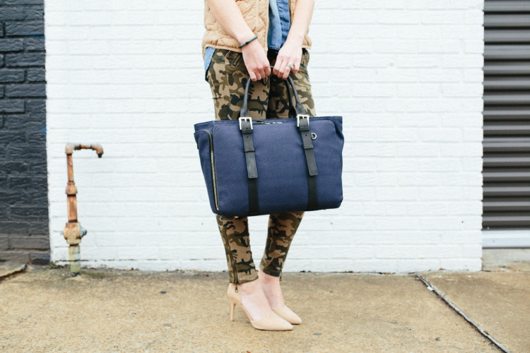 How to Style Camo two different ways from Heather Brown of MyLifeWellLoved.com // Camo Pants // Camo Dress style ideas // Camo Fashion // Mom Style // India Hicks Bag