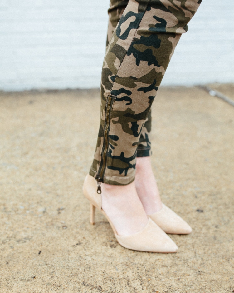 How to Style Camo two different ways from Heather Brown of MyLifeWellLoved.com // Camo Pants // Camo Dress style ideas // Camo Fashion // Mom Style // India Hicks Bag