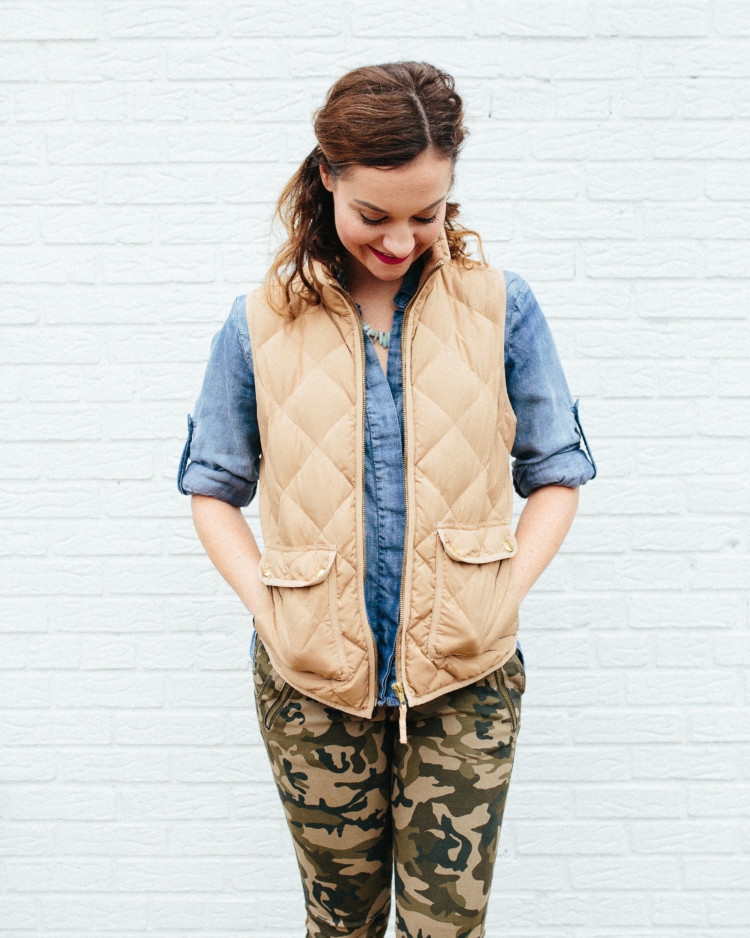 How to Style Camo two different ways from Heather Brown of MyLifeWellLoved.com // Camo Pants // Camo Dress style ideas // Camo Fashion // Mom Style // India Hicks Bag