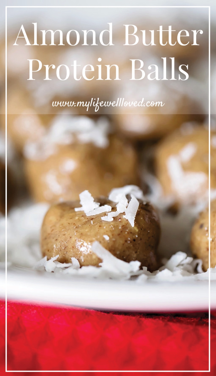 Almond Butter Protein Balls from Alabama blogger Heather of MyLifeWellLoved.com // paleo dessert // paleo snack // whole30 snack // whole30 dessert recipe