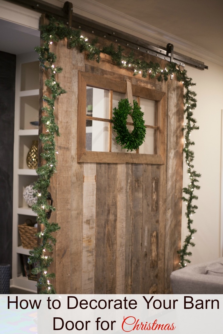 How to Decorate a Barn Door for Christmas | Silver and White Christmas Decor | Holiday Decor | Barn Door Decor for Christmas