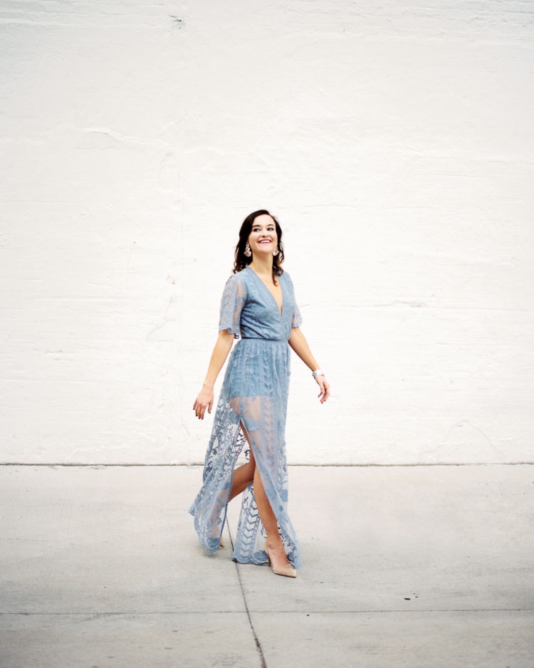 Fourteen Weeks Pregnant Update from Alabama mom blogger Heather of MyLifeWellLoved.com // blue lace dress / photo shoot styling #pregnancy #lacedress #pregnancyannouncement