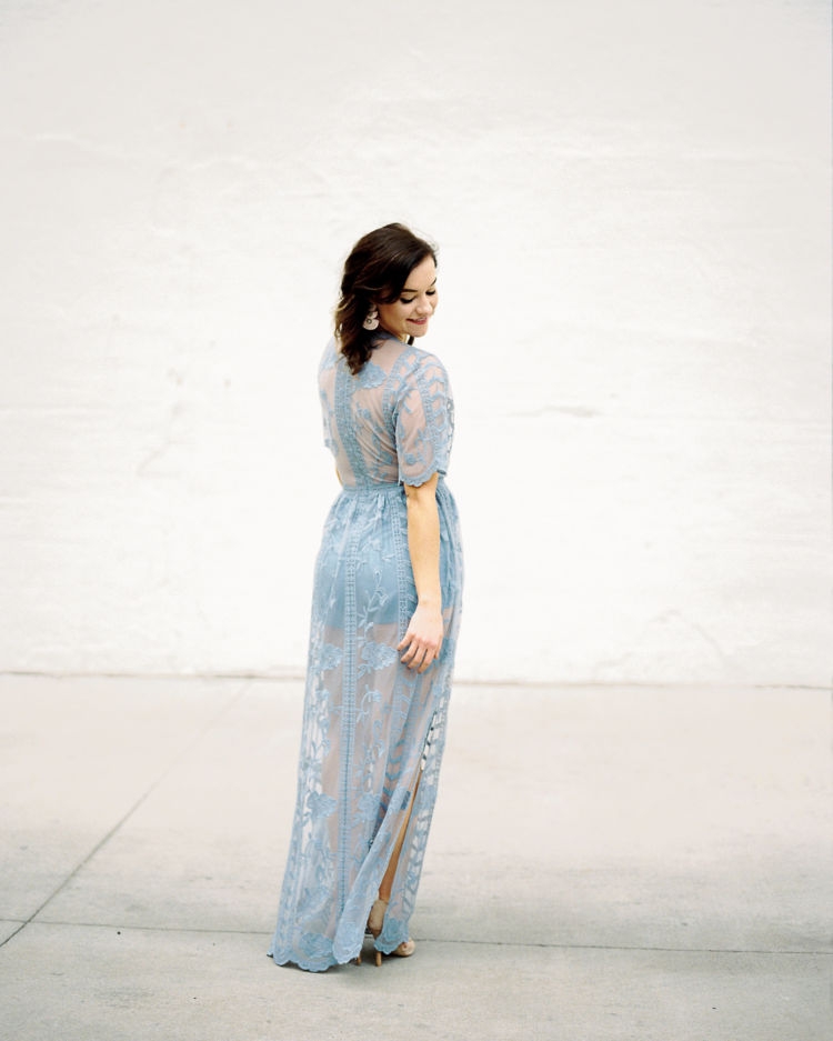 Fourteen Weeks Pregnant Update from Alabama mom blogger Heather of MyLifeWellLoved.com // blue lace dress / photo shoot styling #pregnancy #lacedress #pregnancyannouncement
