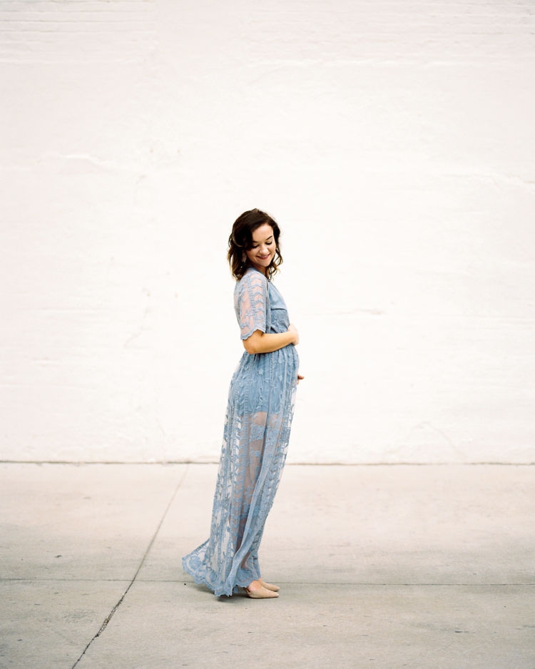 Fourteen Weeks Pregnant Update from Alabama mom blogger Heather of MyLifeWellLoved.com // blue lace dress / photo shoot styling #pregnancy #lacedress #pregnancyannouncement