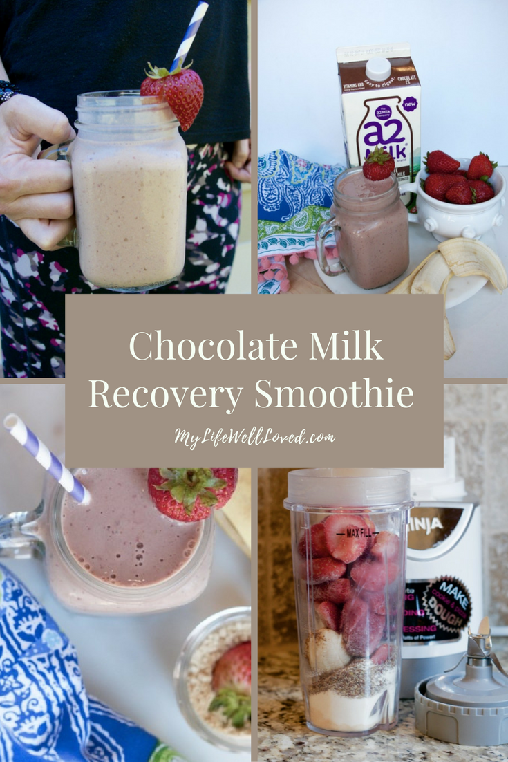 Chocolate Milk Recovery Smoothie // a2 milk for my toddler // WOrkout recovery smoothie from Heather Brown of MyLifeWellLoved.com