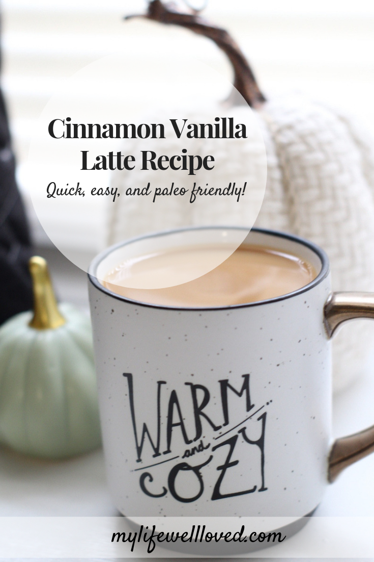 Quick & Easy Paleo Coffee Recipe: Cinnamon Vanilla Latte by Heather at MyLifeWellLoved.com // #paleo #coffee #easyrecipe #healthy