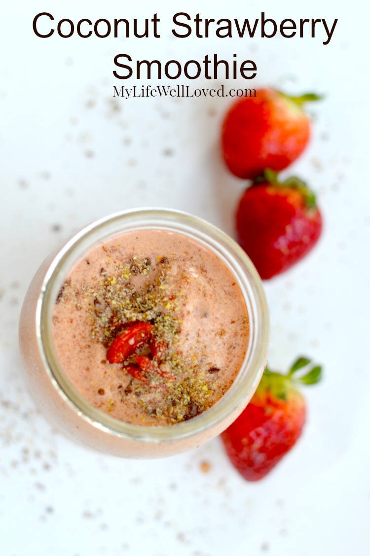 Strawberry Smoothie Recipe with Coconut Flakes: Delicious Healthy Treat for Summer or as an After School Snack for Kids