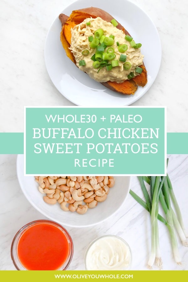 Buffalo Chicken Sweet Potatoes by Alabama Blogger Heather Brown at MLWL // #whole30 #easydinner #paleo #easymeal #cleaneating