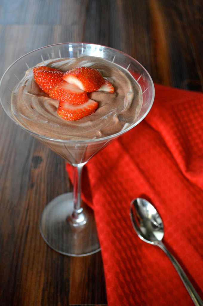 Marbled Chocolate Pudding with Strawberries