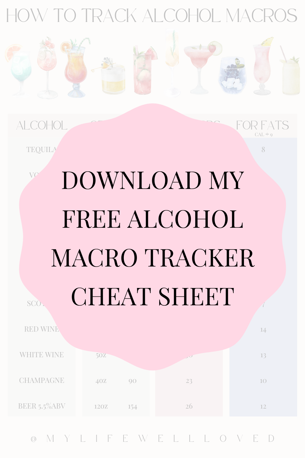 Lifestyle + health blogger, My Life Well Loved, shares how to track macros with alcohol! Click NOW to learn more!