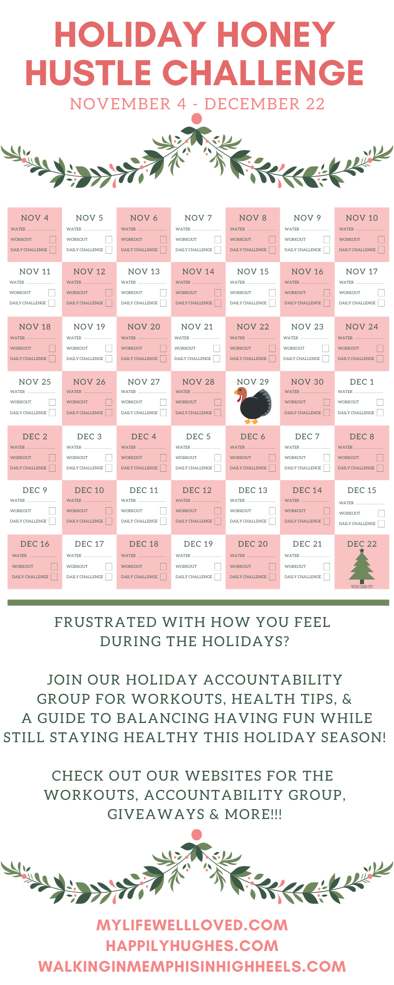 Holiday Workout: Holiday Honey Hustle Challenge Week 1 by Life + Style Blogger, Heather Brown // My Life Well Loved