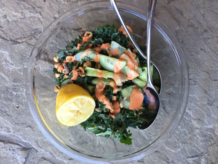 One Bowl Kale Salad from Heather Brown of MyLifeWellLoved.com // Salad Recipe // Kale Salad Lunch Recipe