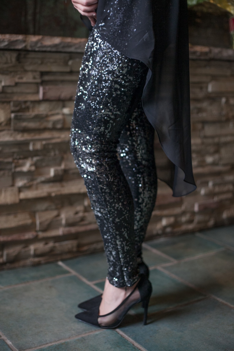 Black Sequin Pants || New Year's Eve Outfit || Party Outfit || Party Dress from Heather of MyLifeWellLoved.com