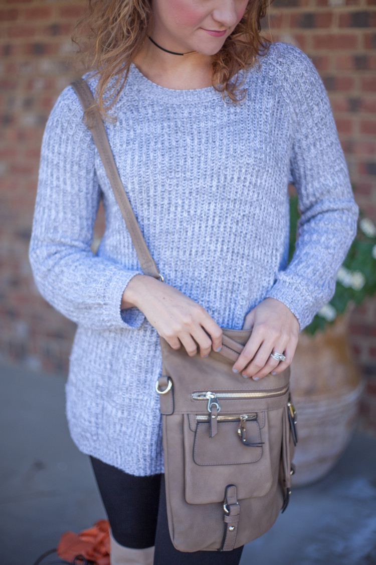 Gray Sweater, Over the Knee Boots styled by mom fashion blogger Heather Brown of MyLifeWellLoved.com