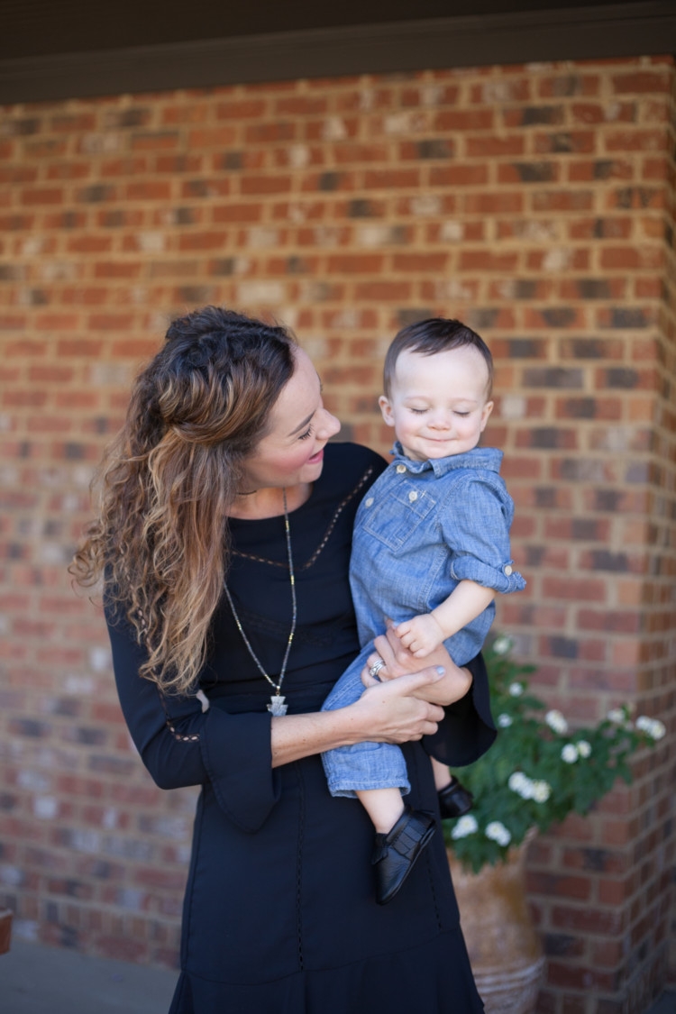 Baby Boy and mom fashion: Winter Little Black Dress || Winter Dress || Party Dress || Work Party Dress || Church Dress from fashion blogger Heather Brown of MyLifeWellLoved.com