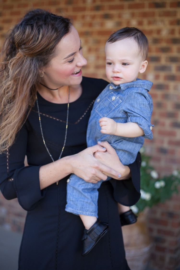 Baby Boy and mom fashion: Winter Little Black Dress || Winter Dress || Party Dress || Work Party Dress || Church Dress from fashion blogger Heather Brown of MyLifeWellLoved.com