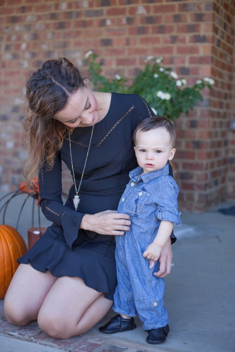 Baby Boy and mom fashion: Winter Little Black Dress || Winter Dress || Party Dress || Work Party Dress || Church Dress from fashion blogger Heather Brown of MyLifeWellLoved.com