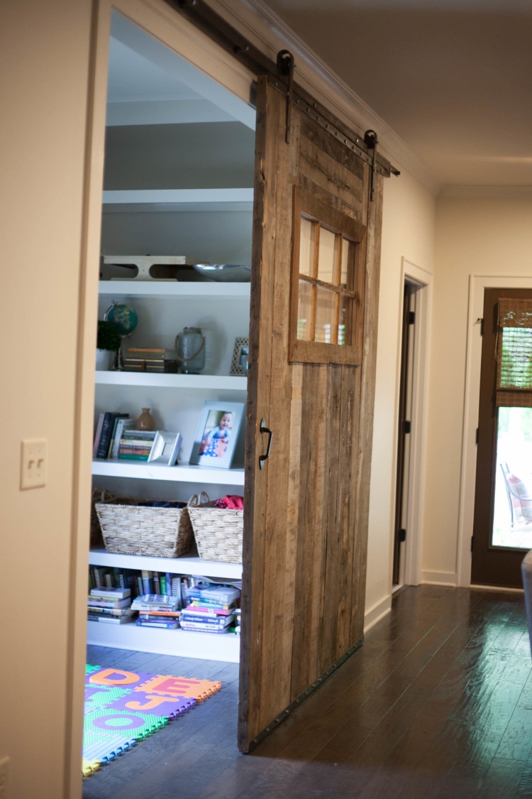 Cozy Home Decor Barn Door // AL blogger My Life Well Loved Shows Her New Barn Door from Cotton Gin Provisions & How to Use it to Baby Proof