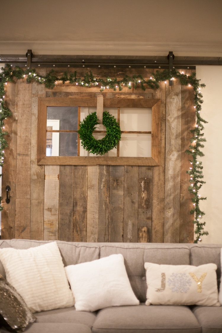 How to Decorate a Barn Door for Christmas | Silver and White Christmas Decor | Holiday Decor | Barn Door Decor for Christmas