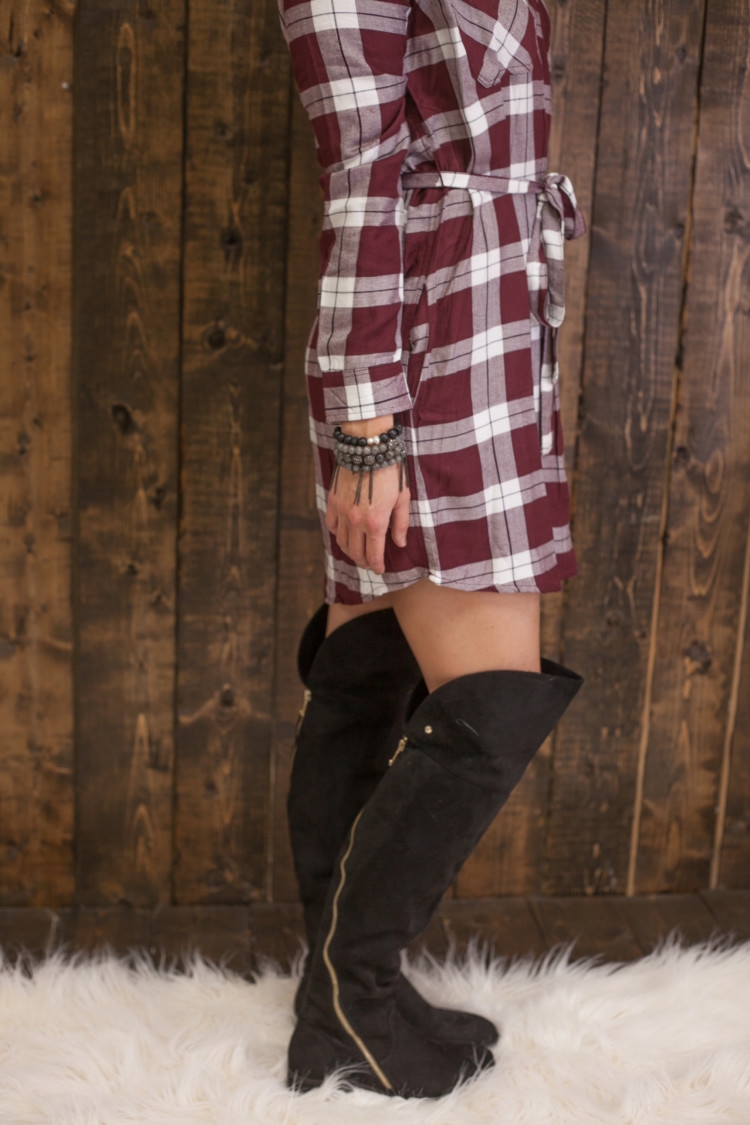 How to Style Over the Knee Boots and a dress and Valentine's Day Red Plaid Dress with lifestyle blogger Heather of MyLifeWellLoved.com