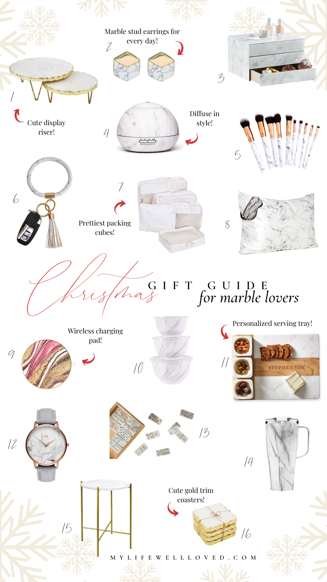 Lifestyle + fashion blogger, My Life Well Loved, shares Holiday Shopping: 16 White Marble Gifts for Anyone Who Has Style!