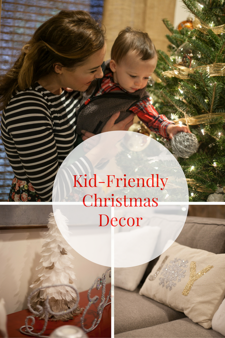 Kid-friendly Christmas decor || Simple tips on decorating with kid-friendly Christmas decor. Your home and Christmas tree can be beautiful and kid-friendly at the same time! Christmas safety tips with kids. Christmas safety. || decorating for Christmas with kids || kid friendly Christmas tree || how to kid proof your Christmas tree || Heather Brown from My Life Well Loved 