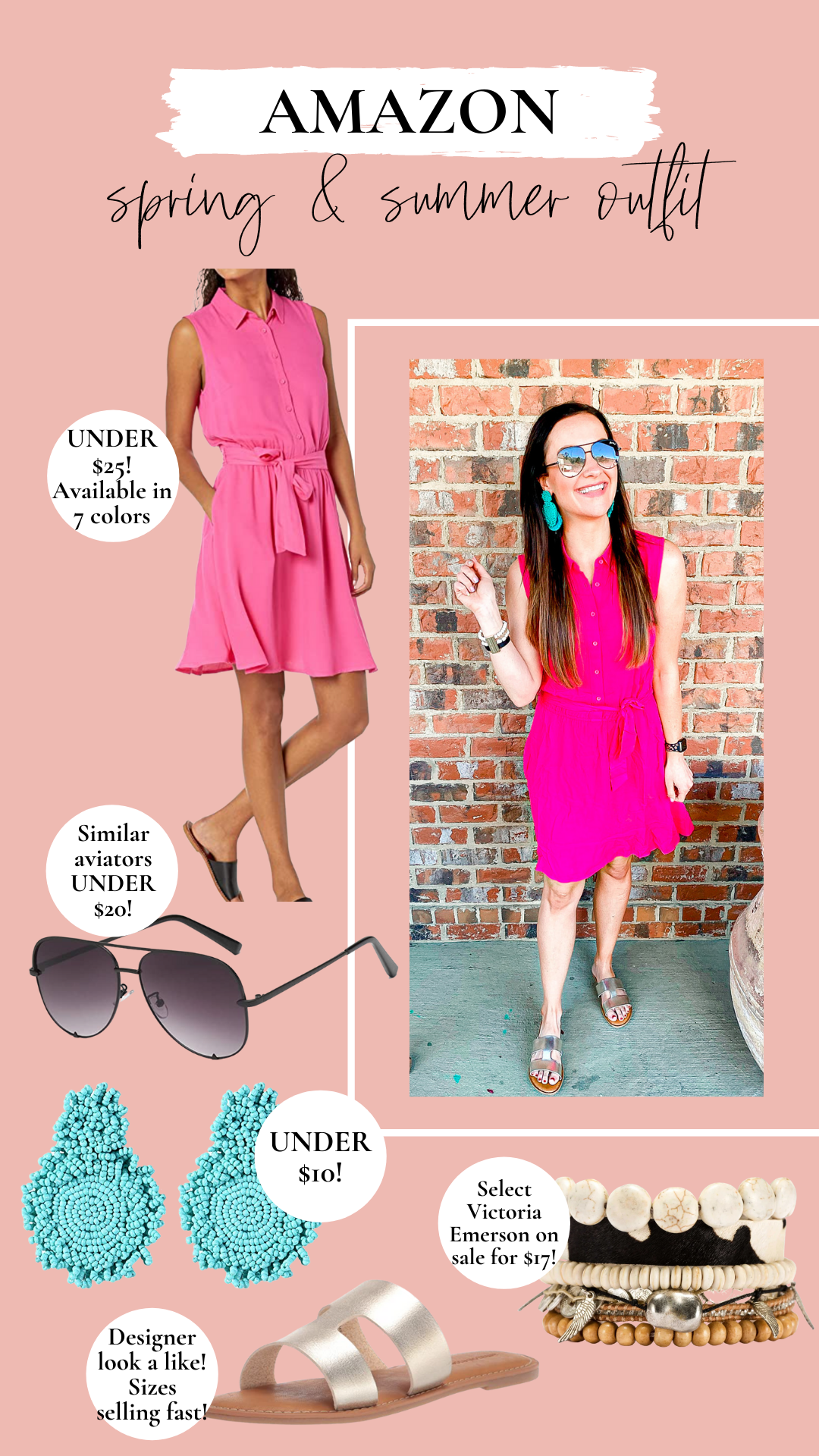 Pink dress, spring and summer outfit idea