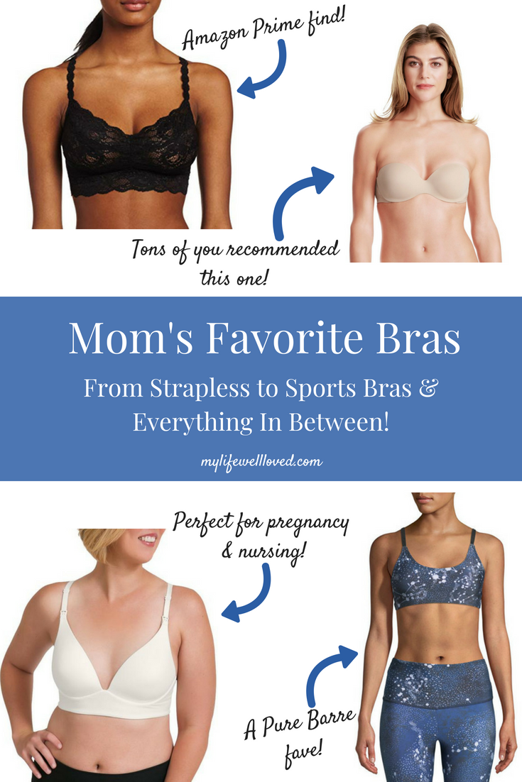 moms favorite bras for breastfeeding, sports bras, strapless bras and everything in between from alabama blogger Heather Brown of MyLifeWellLoved.com #bra #straplessbra #nursingfriendly #nursingbra