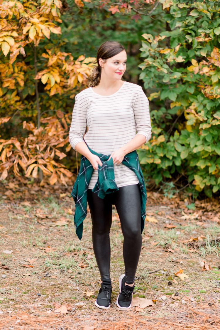 An Easy Faux Leather Leggings Outfit - Moments With Lisa