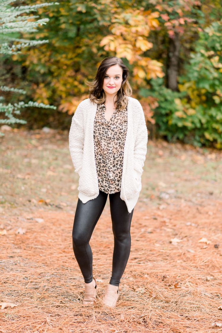 17 Ways to Style Your Spanx Faux Leather Leggings by Alabama lifestyle + fashion blogger My Life Well Loved // #spanxleggings // #spanxfauxleatherleggings // #topstowearwithleggings // #shirtsforleggings