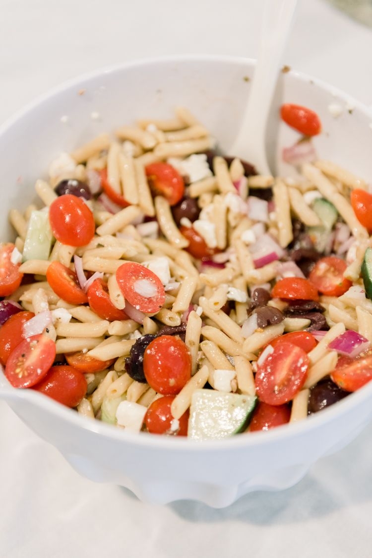 Easy Greek Pasta Salad Recipe - Healthy & Kid Friendly - by Heather at MyLifeWellLoved.com // #healthyrecipe #pastasalad #easymeal