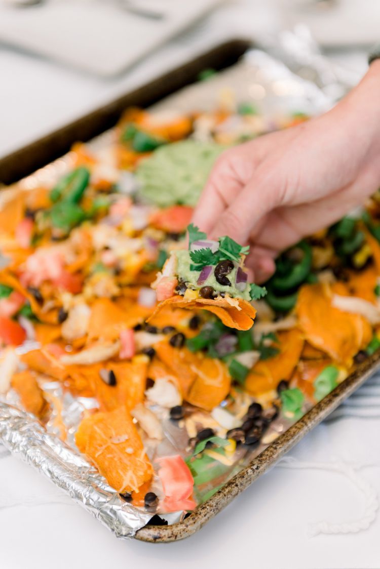 Loaded Healthy Sweet Potato Nachos featured by top Birmingham lifestyle blog, My Life Well Loved.