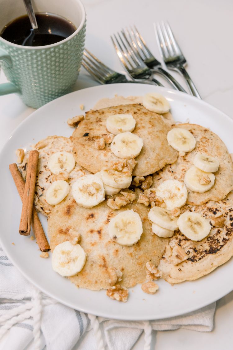 Walnut & Oat Pancake Recipe that is Lightened Up and Easy to Make by Alabama Blogger My Life Well Loved // #healthypancakes #healthybreakfastrecipe #easybreakfast #breakfastrecipes