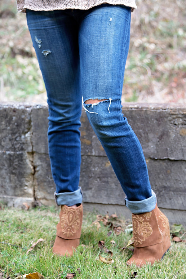 denim and booties