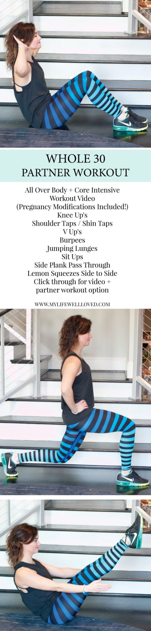 Partner Workout from ALabama blogger Heather of MyLifeWellLoved.com with pregnancy modifications for workout // athleisure