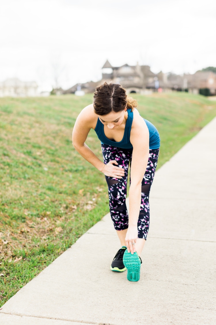 Paleo Challenge: Calf Stretch + Athleisure Look + Stretching: Yummie Athletic Wear from Heather of MyLifeWellLoved.com 