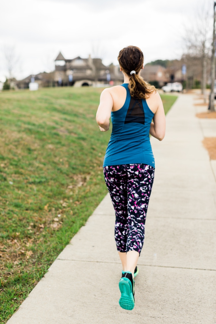 "I really regret that run." said no one ever. Running quote from Paleo Challenge. Girl Running. Athleisure Look + Stretching: Yummie Athletic Wear from Heather of MyLifeWellLoved.com