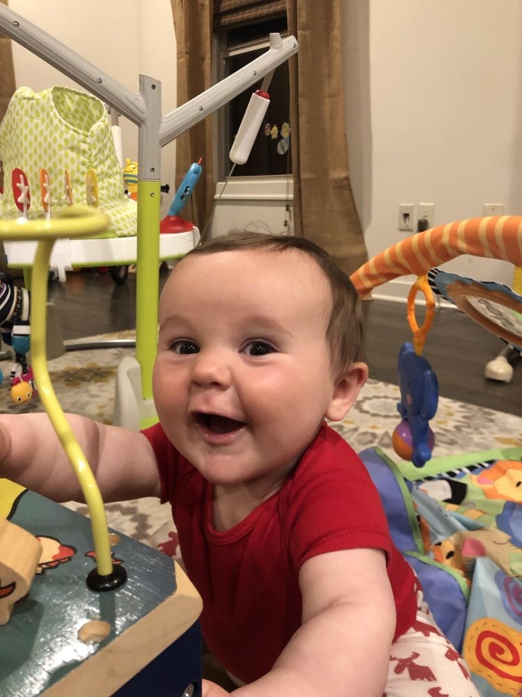 Finn 8 months old baby milestones by month