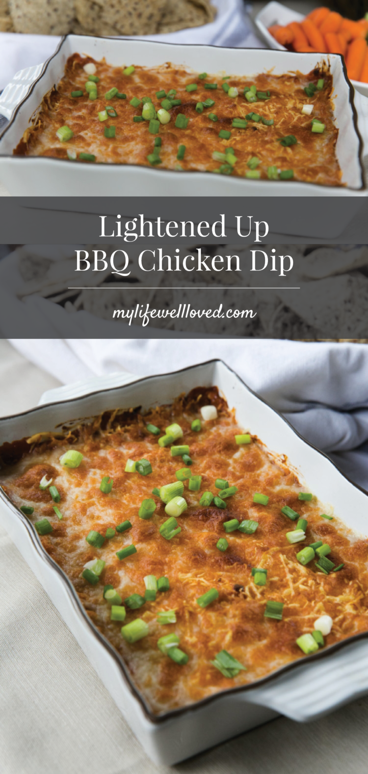 Delicious & Lightened Up BBQ Chicken Dip by Alabama health blogger My Life Well Loved // Football Tailgate recipe // Barbecue Chicken Dip Appetizer // Appetizer Recipe // Tailgating Set Up #tailgate #appetizer #healthyrecipe