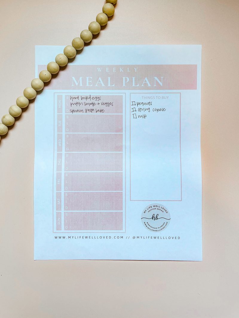 Weekly Meal Planning Worksheet