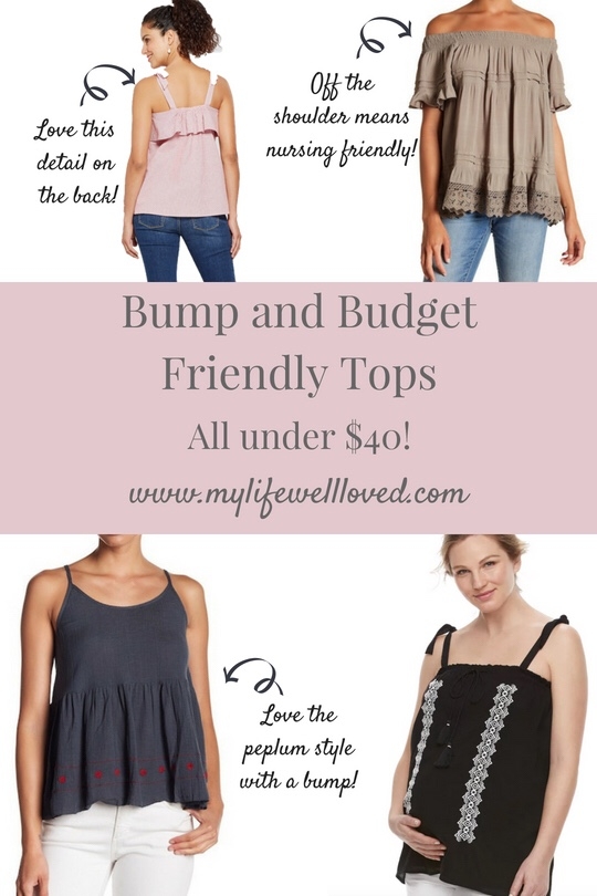 BUMP-friendly tops that are UNDER $40 from lifestyle blogger Heather of MyLifeWellLoved.com // Twenty-Nine Weeks Pregnant Bumpdate #MaternityShirt #Maternity #stylethebump #thirdtrimester