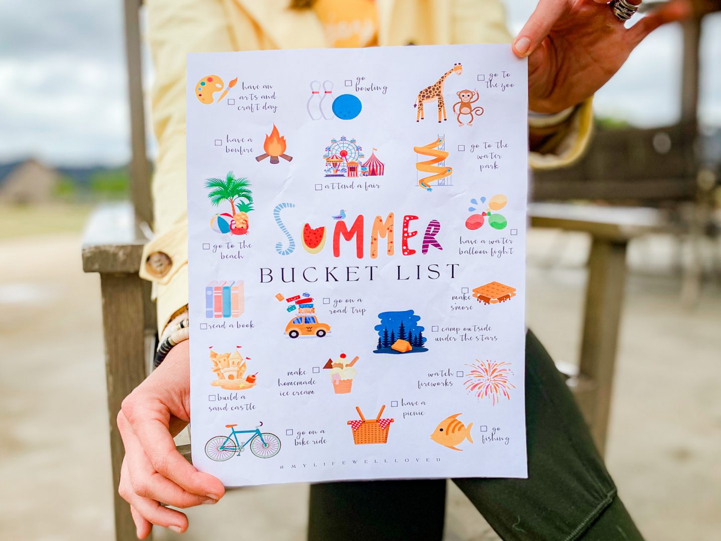 Mom + lifestyle blogger, My Life Well Loved, shares her summer bucket list printable! Click NOW to see what ideas she came up with!