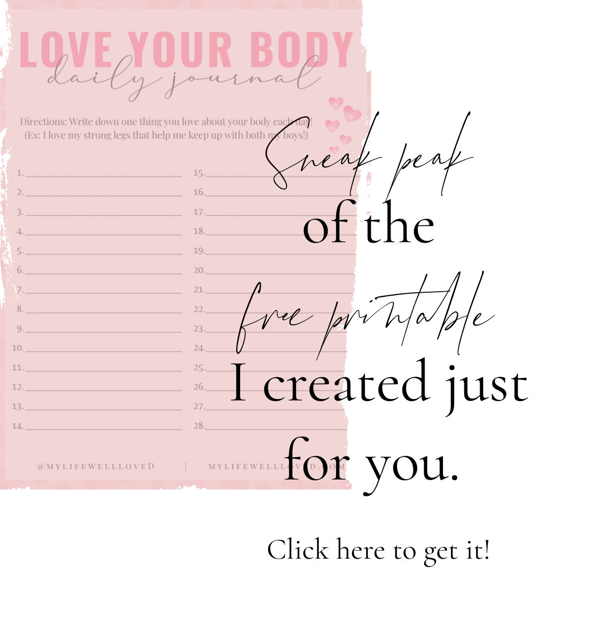 Body Positivity: Download This FREE Love Your Body Journal by Alabama faith + motherhood blogger, Heather Brown // My Life Well Loved